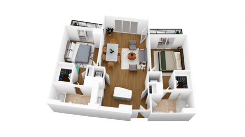 2 bedroom 2 bath floor plan at the crossings townhomes